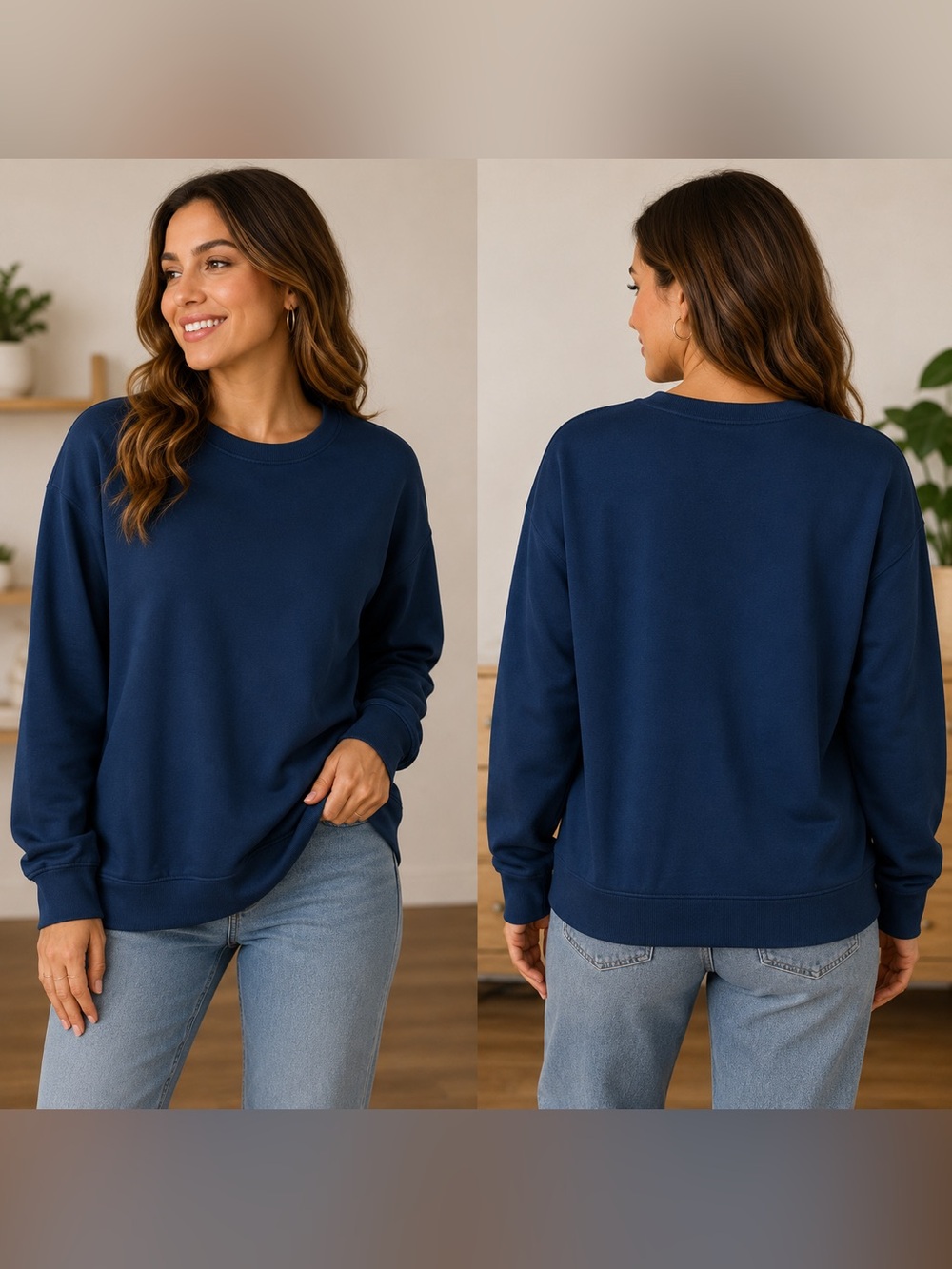 Women’s Navy Blue Crewneck Sweatshirt – Size Small